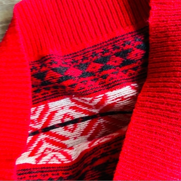 The Woolrich Woman Vintage Wool Sweater Red White Black Knit Crewneck 80s 90s - Picture 8 of 11